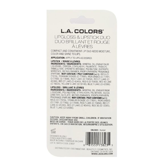 L.A. Colors Lip DUO Gloss Lipstick Flushed - Picture 6 of 6